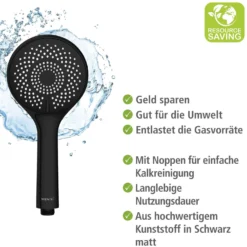 Brauseset „Watersaving“ Schwarz 70 cm WENKO