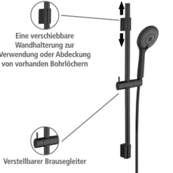 Brauseset „Watersaving“ Schwarz 70 cm WENKO