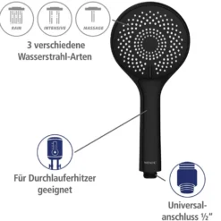 Brauseset „Watersaving“ Schwarz 70 cm WENKO