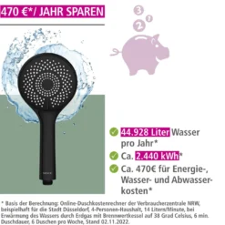 Brauseset „Watersaving“ Schwarz 70 cm WENKO