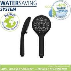 Brauseset „Watersaving“ Schwarz 70 cm WENKO