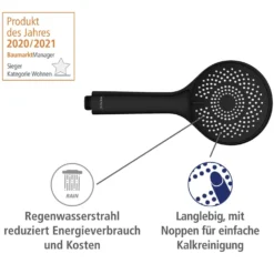 Brauseset „Watersaving“ Schwarz 70 cm WENKO