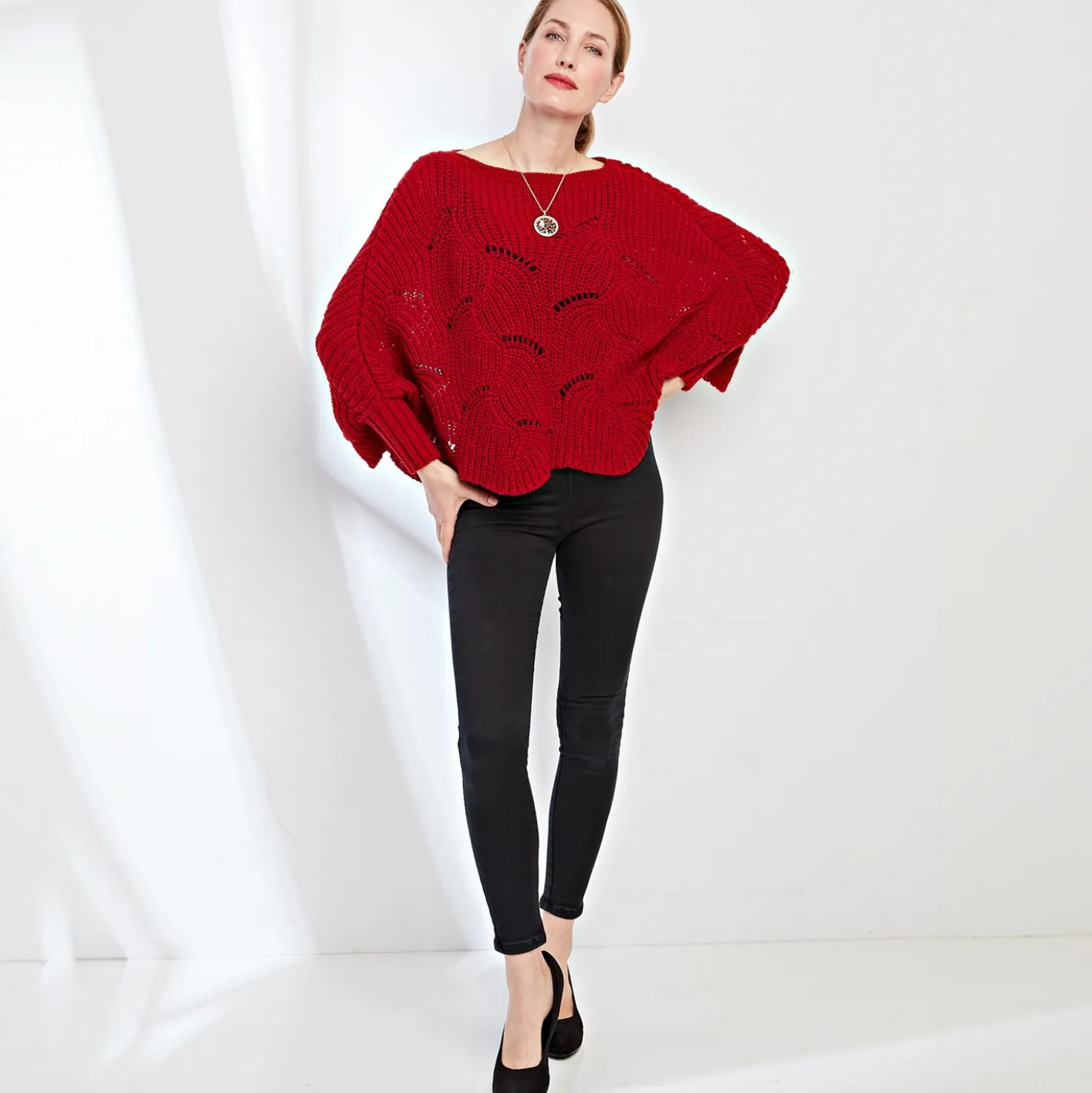 Cape-Pullover dunkelrot
