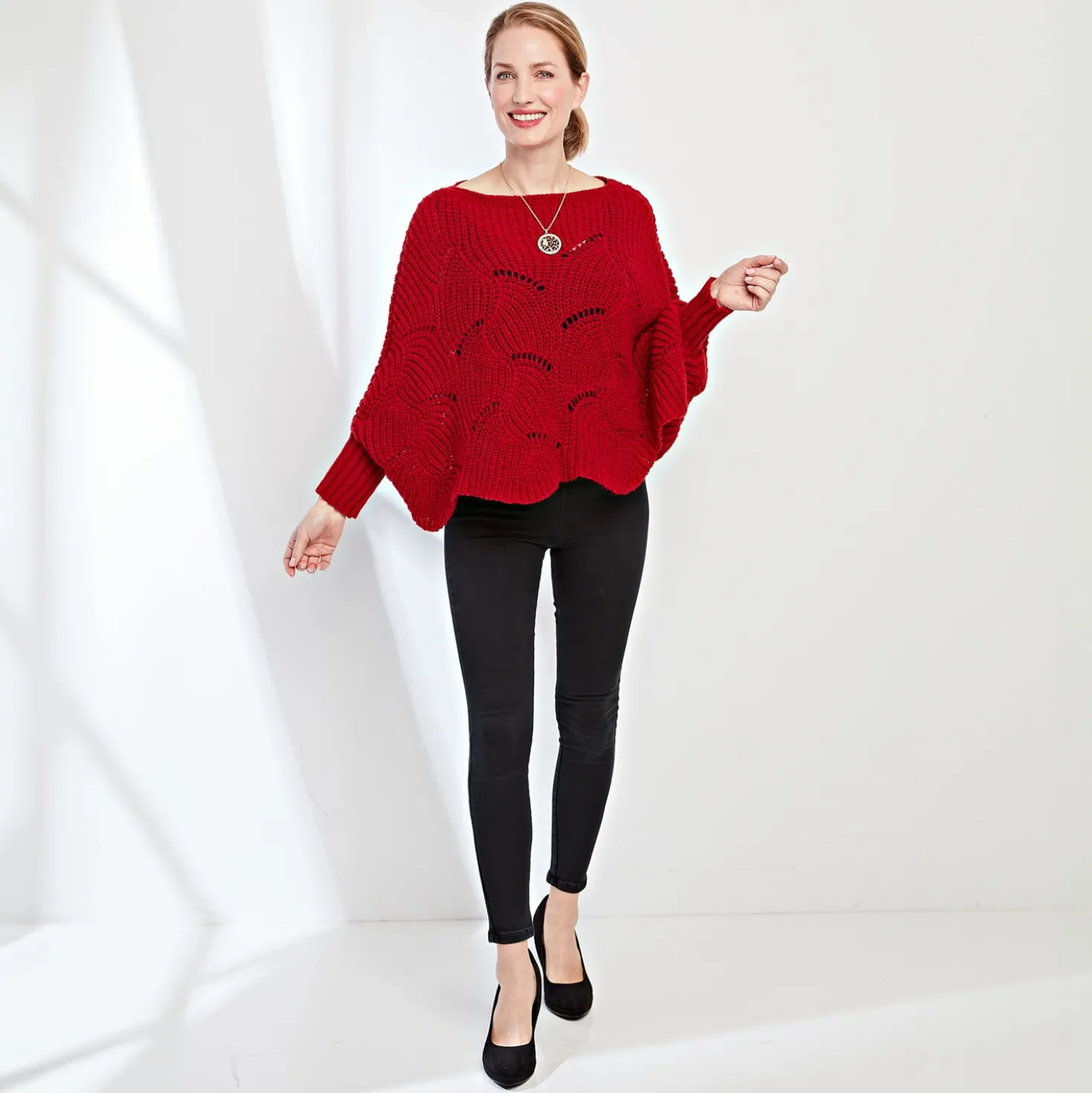 Cape-Pullover dunkelrot