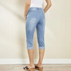 Capri-Jeans hellblau uni