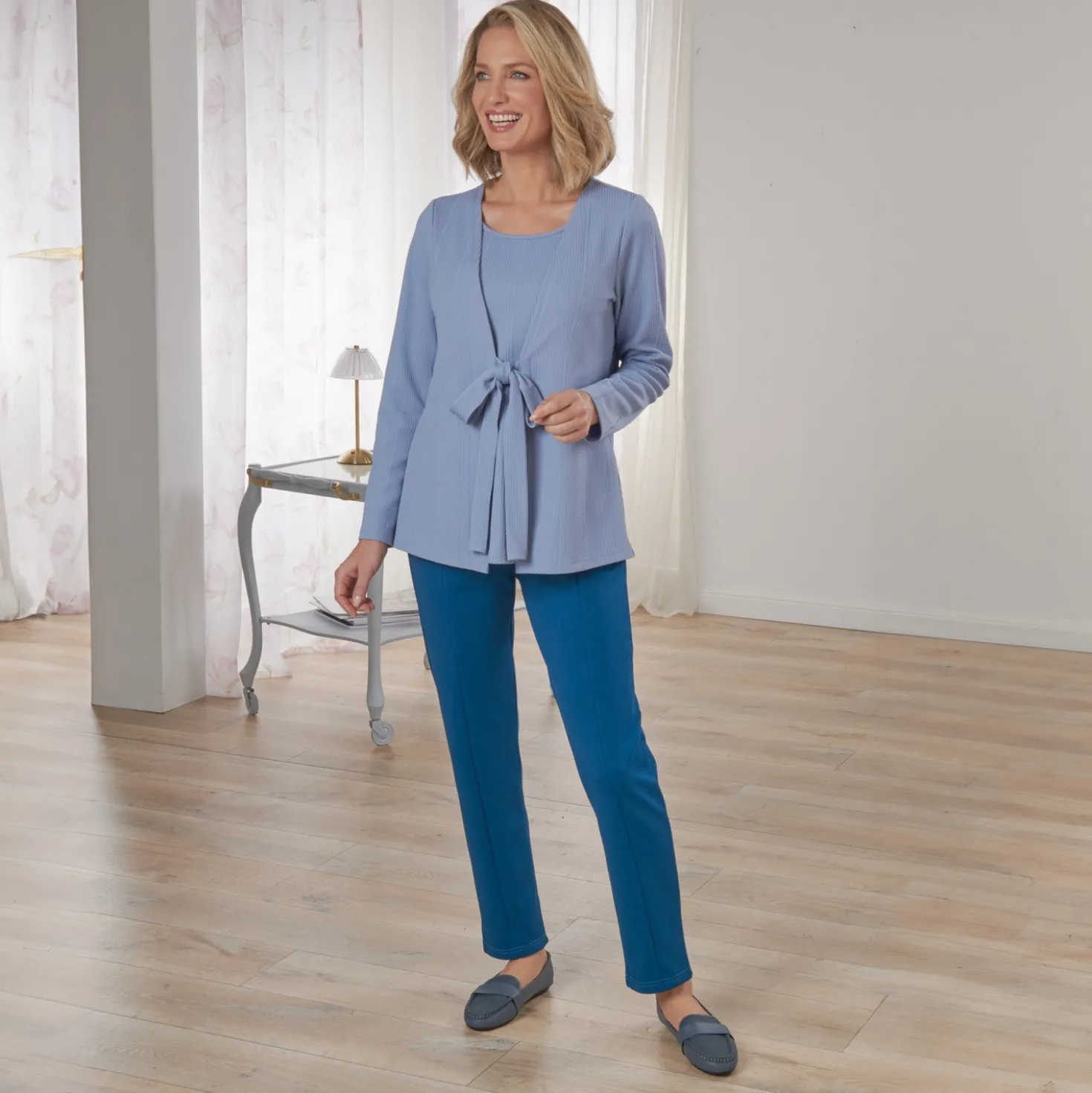 Cardigan 2-in-1 azur Amélie di Santi