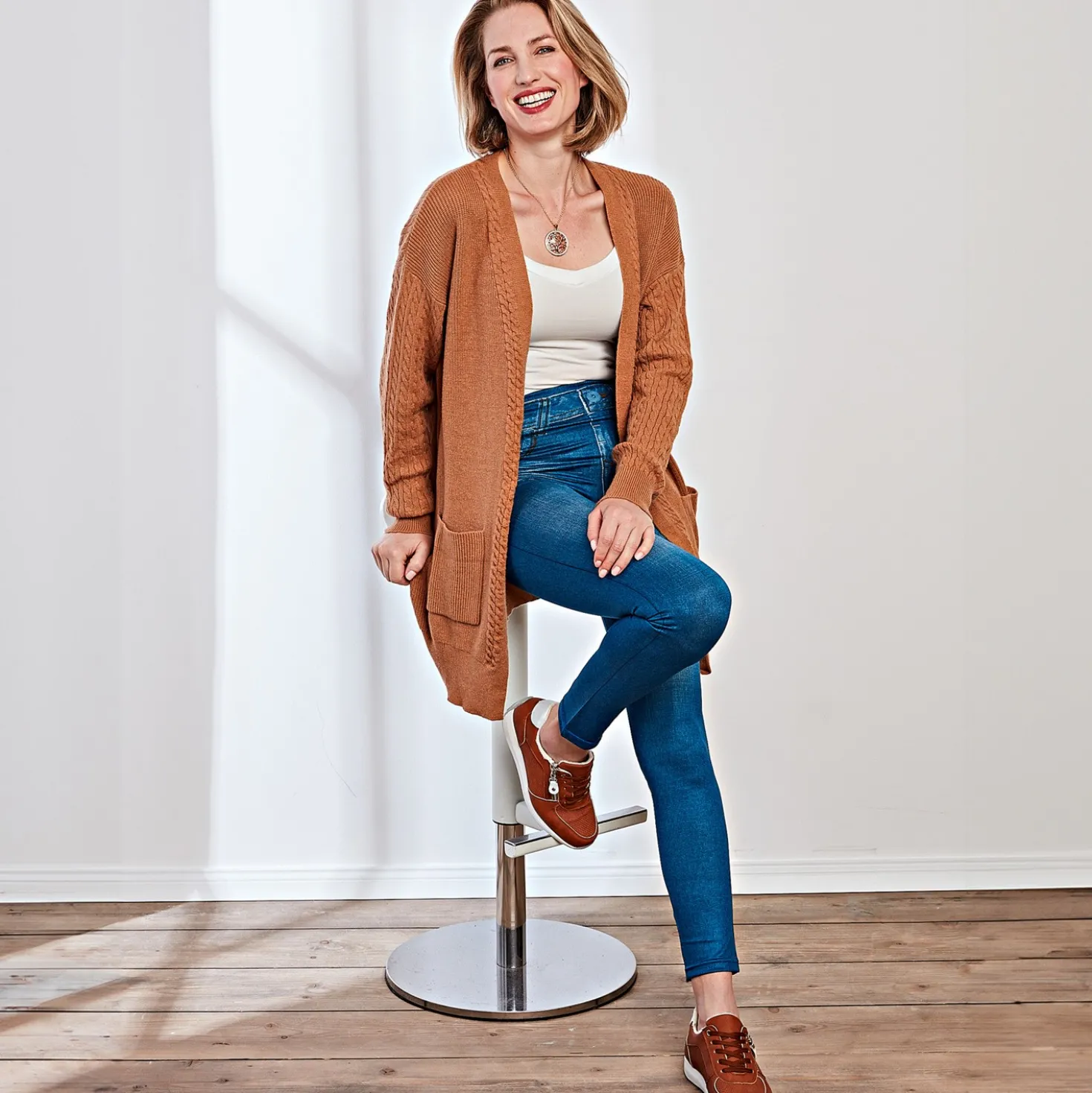 Cardigan Zopfmuster beige Amélie di Santi