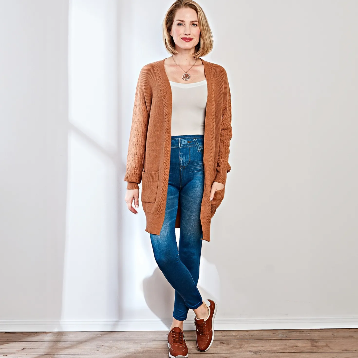 Cardigan Zopfmuster beige Amélie di Santi