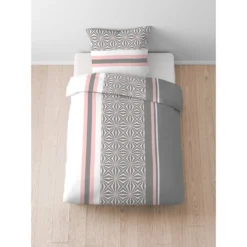 Castell Baumwoll Renforce Bettwäsche Streifen & Sterne silber/grau, 1x 155x220 cm + 1x 80x80 cm