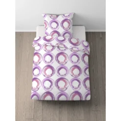 Castell Baumwoll Renforce Bettwäsche Kreise viola, 1x 155x220 cm + 1x 80x80 cm