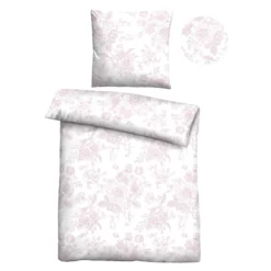 Castell Baumwoll Satin Bettwäsche ROSENFEIN rose, 1x 135x200 cm + 1x 80x80 cm