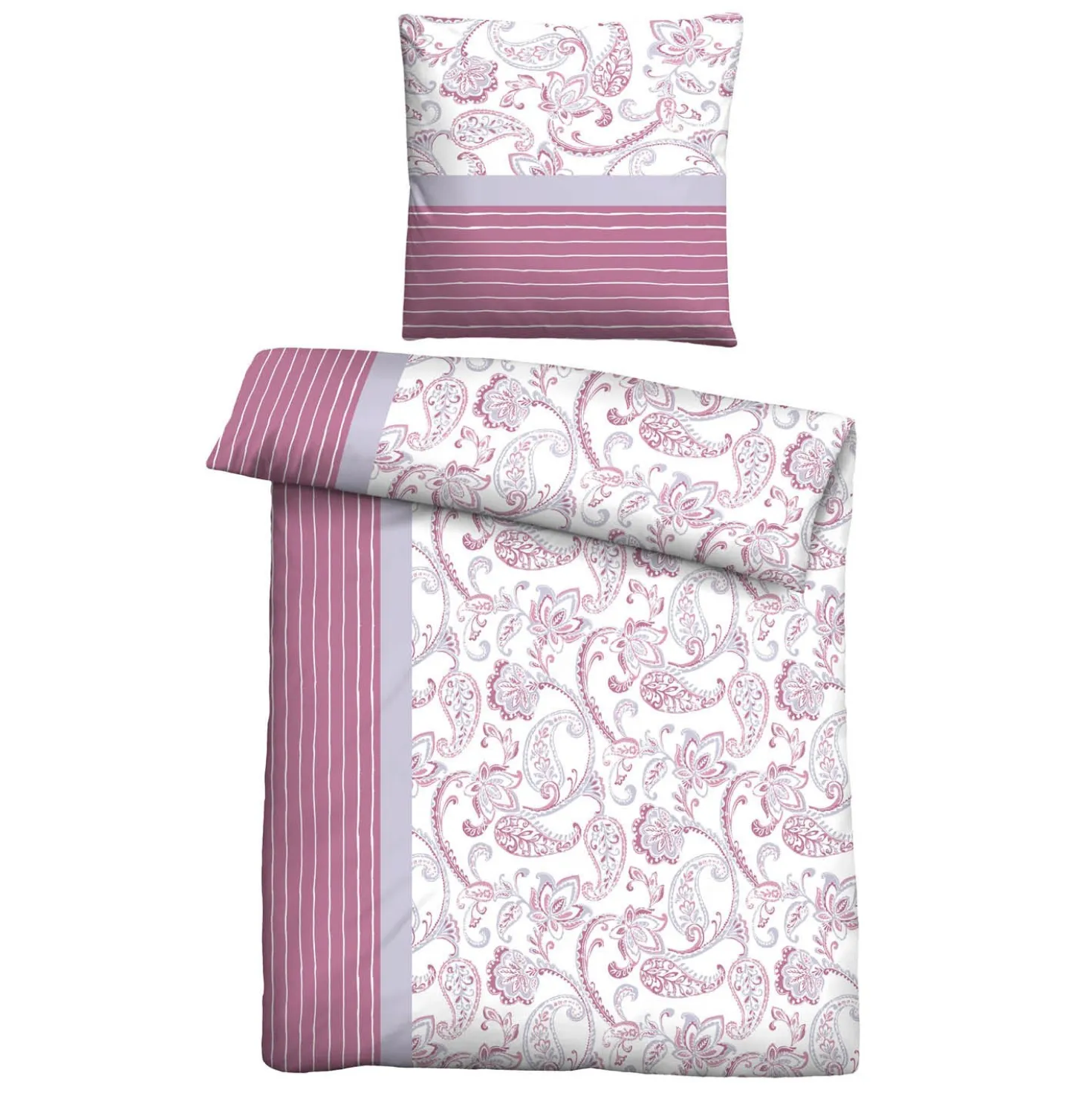 Castell Feinbiber Bettwäsche Paisley brombeer, 1x 155x220 cm + 1x 80x80 cm