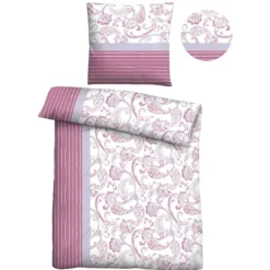 Castell Feinbiber Bettwäsche Paisley brombeer, 1x 155x220 cm + 1x 80x80 cm