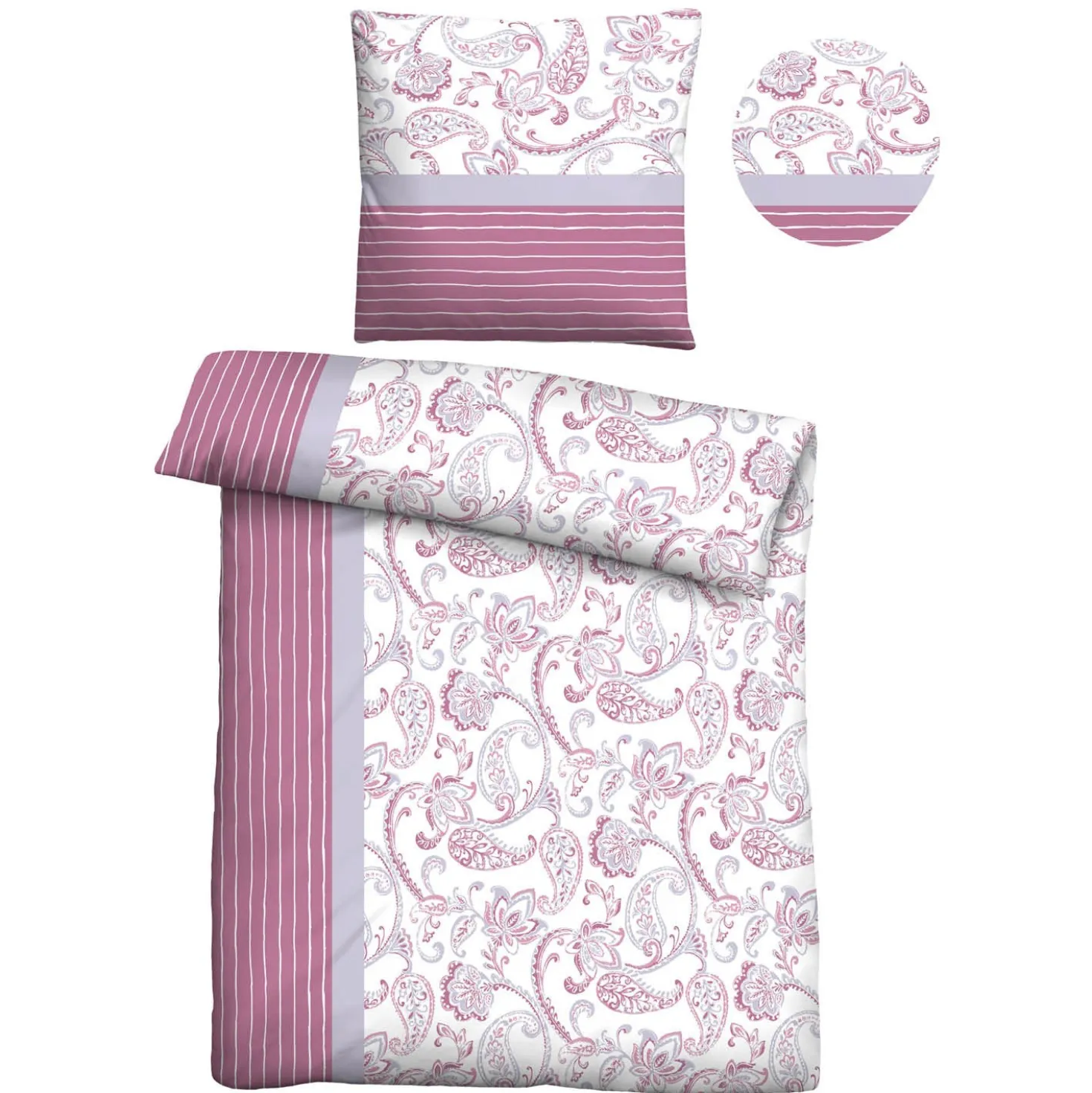 Castell Feinbiber Bettwäsche Paisley brombeer, 1x 155x220 cm + 1x 80x80 cm