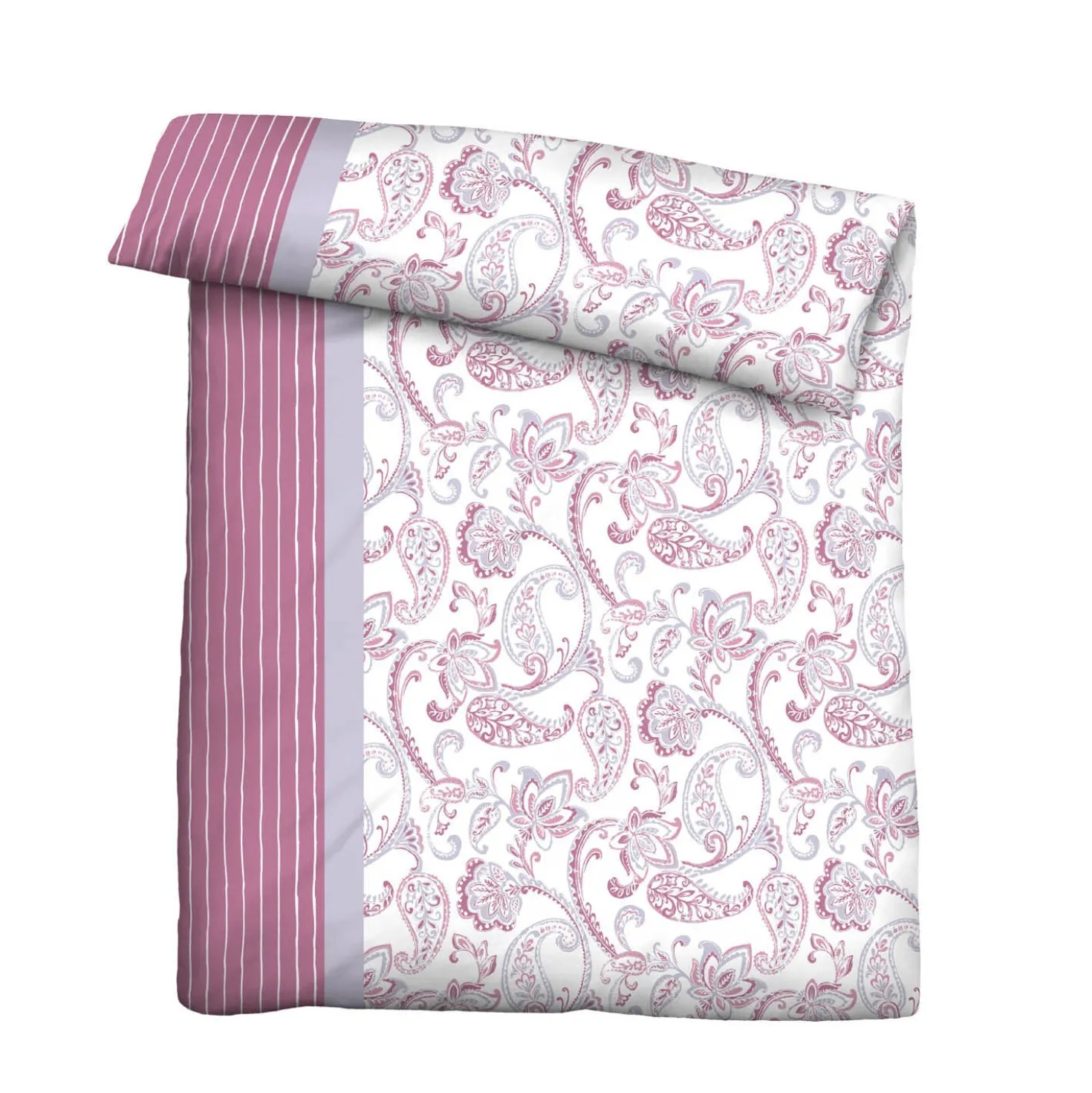 Castell Feinbiber Bettwäsche Paisley brombeer, 1x 155x220 cm + 1x 80x80 cm