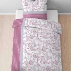 Castell Feinbiber Bettwäsche Paisley brombeer, 1x 155x220 cm + 1x 80x80 cm