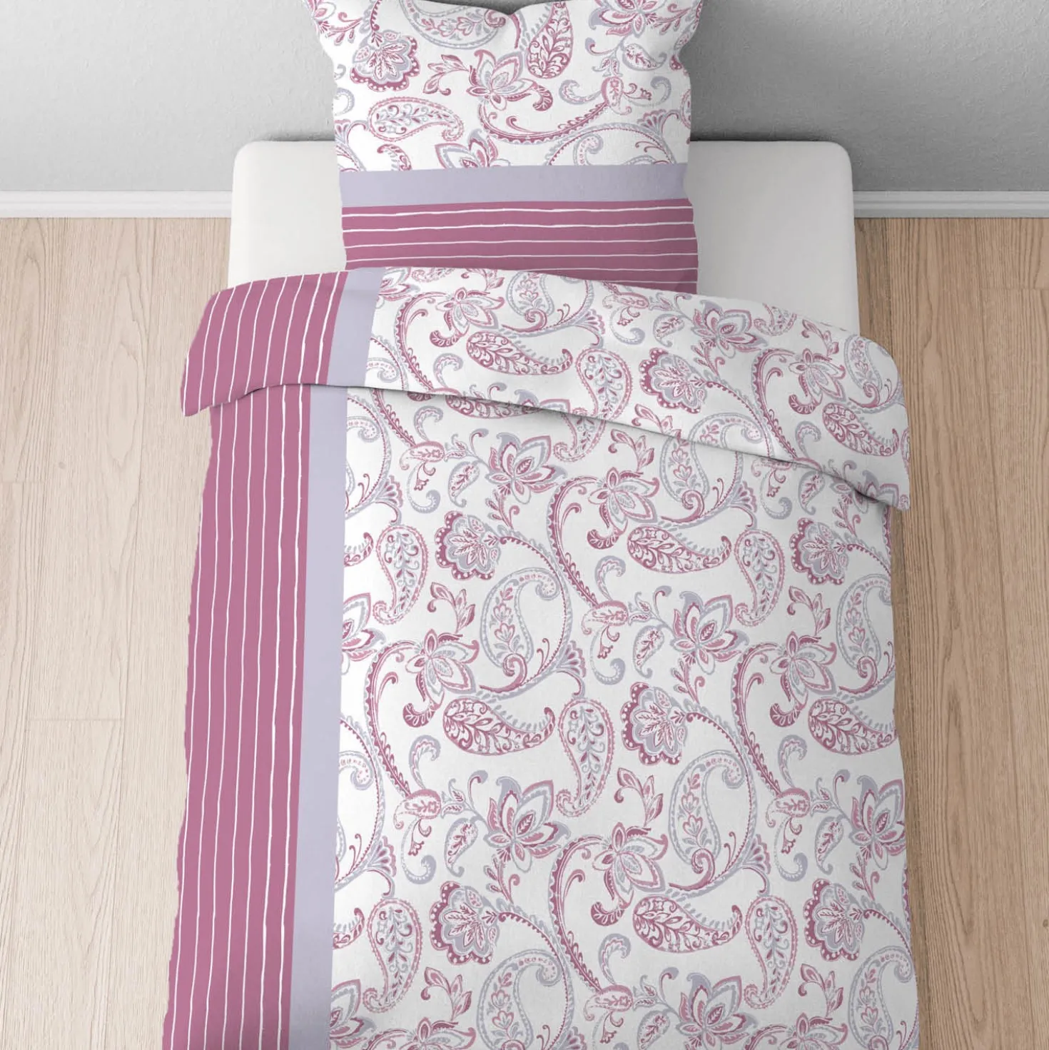 Castell Feinbiber Bettwäsche Paisley brombeer, 1x 155x220 cm + 1x 80x80 cm