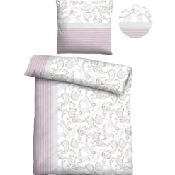 Castell Feinbiber Bettwäsche Paisley viola, 1x 155x220 cm + 1x 80x80 cm