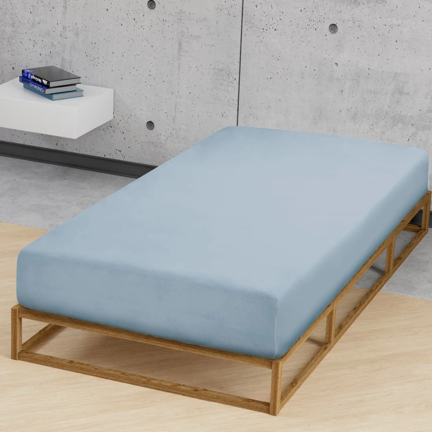 Castell Feinjersey-Spannbetttuch taubenblau, 1x 90x190 cm - 100x200 cm