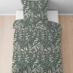 Castell Jersey Bettwäsche Blätter schilf, 1x 135x200 cm + 1x 80x80 cm