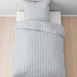 Castell Jersey Bettwäsche Längsstreifen grau, 1x 155x220 cm + 1x 80x80 cm