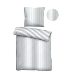 Castell Jersey Bettwäsche Längsstreifen grau, 1x 155x220 cm + 1x 80x80 cm