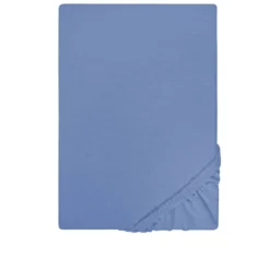 Castell Jersey-Stretch-Spannbetttuch blau, 1x 90-100 x 190-200 cm