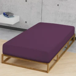 Castell Jersey-Stretch-Spannbetttuch dunkel violett, 1x 90-100 x 190-200 cm