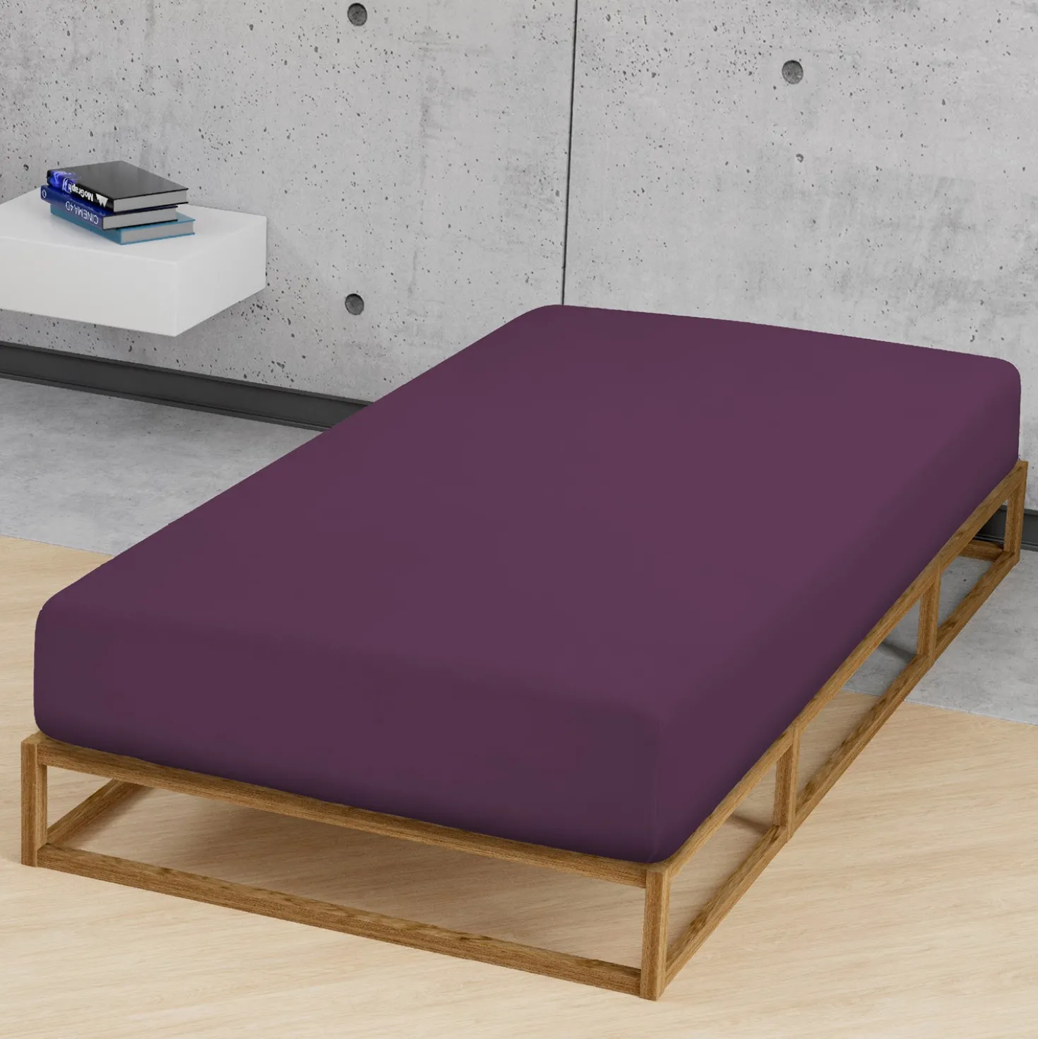 Castell Jersey-Stretch-Spannbetttuch dunkel violett, 1x 90-100 x 190-200 cm