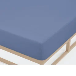 Castell Jersey-Stretch-Spannbetttuch blau, 1x 120x200 cm