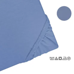 Castell Jersey-Stretch-Spannbetttuch blau, 1x 140-160 x 200 cm