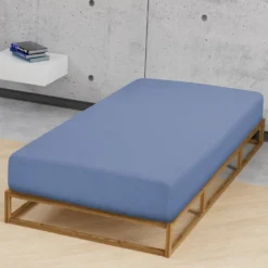 Castell Jersey-Stretch-Spannbetttuch blau, 1x 180-200 x 200 cm