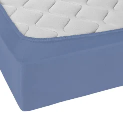 Castell Jersey-Stretch-Spannbetttuch blau, 1x 180-200 x 200 cm
