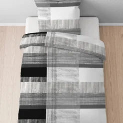 Castell Mikrofaser Bettwäsche karo silber/grau, 1x 155x220 cm + 1x 80x80 cm
