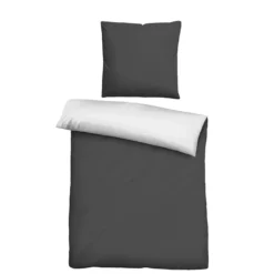 Castell Mikrofaser Bettwäsche uni schwarz, 1x 135x200 cm + 1x 80x80 cm