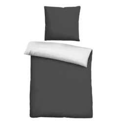 Castell Mikrofaser Bettwäsche uni schwarz, 1x 155x220 cm + 1x 80x80 cm