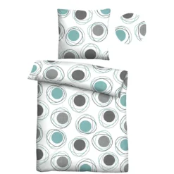 Castell Polycotton Renforce Bettwäsche Kringel silber/grau, 1x 135x200 cm + 1x 80x80 cm