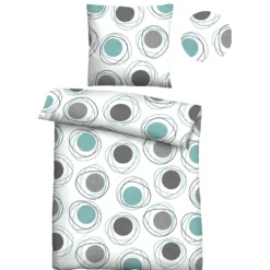 Castell Polycotton Renforce Bettwäsche Kringel silber/grau, 1x 155x220 cm + 1x 80x80 cm