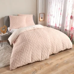 Chenille-Bettwäsche Rautenrelief beige 2-tlg. Eldo