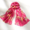 Chiffon-Schal mit Blütenmuster fuchsia