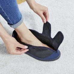 Comfort Hausschuh Mikrovelour navy