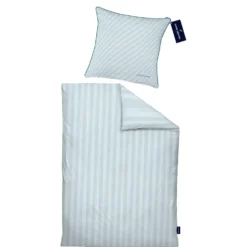 Daniel Hechter Satin Bettwäsche taubenblau, 1x 155x220 cm + 1x 80x80 cm