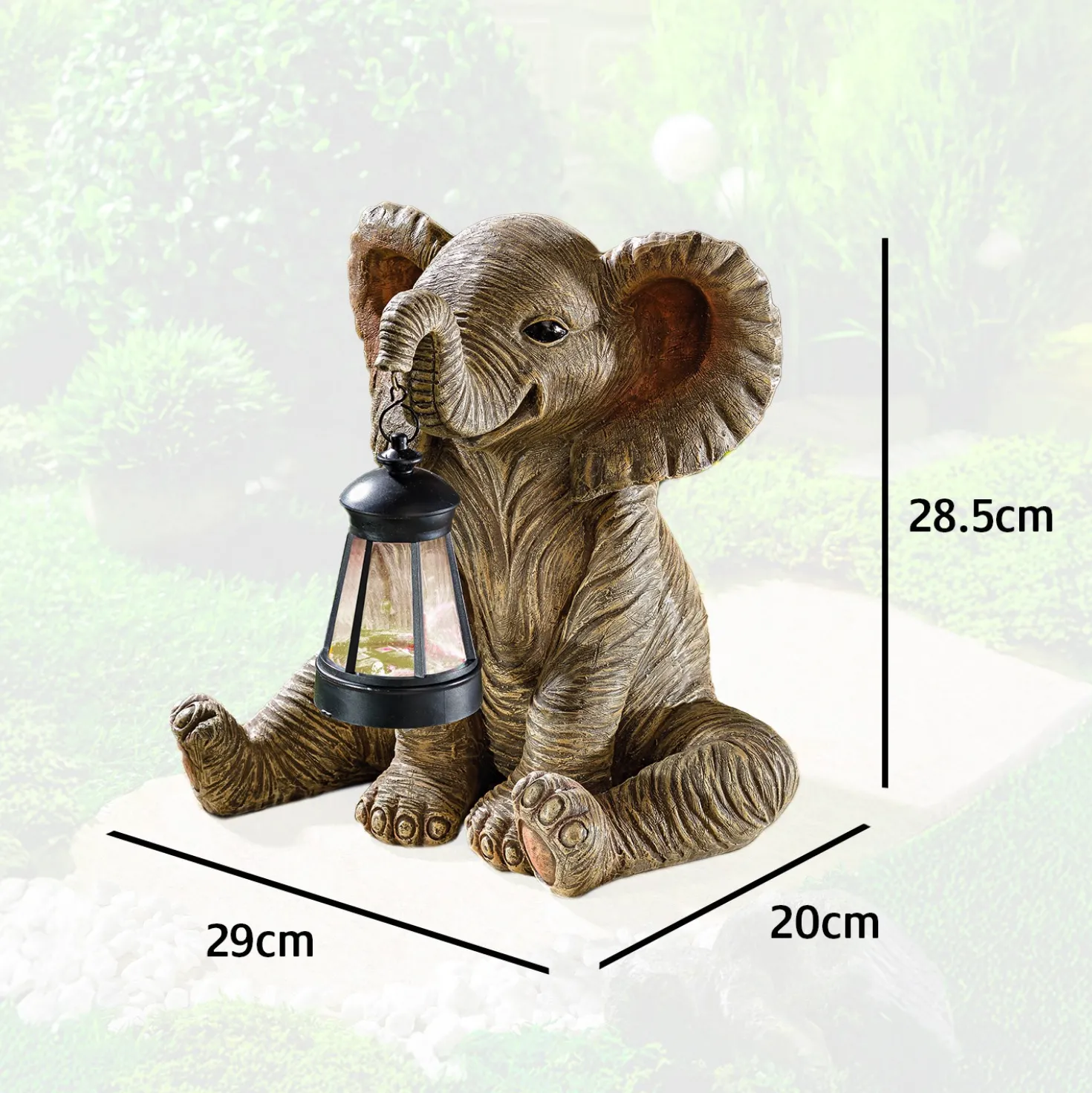 Dekofigur Elefant mit Solar-Laterne Gainsborough