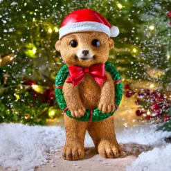 Dekofigur Erdmännchen mit Weihnachtskranz Gainsborough