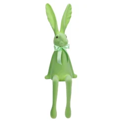Dekofigur Hase beflockt aus Kunststoff Grün