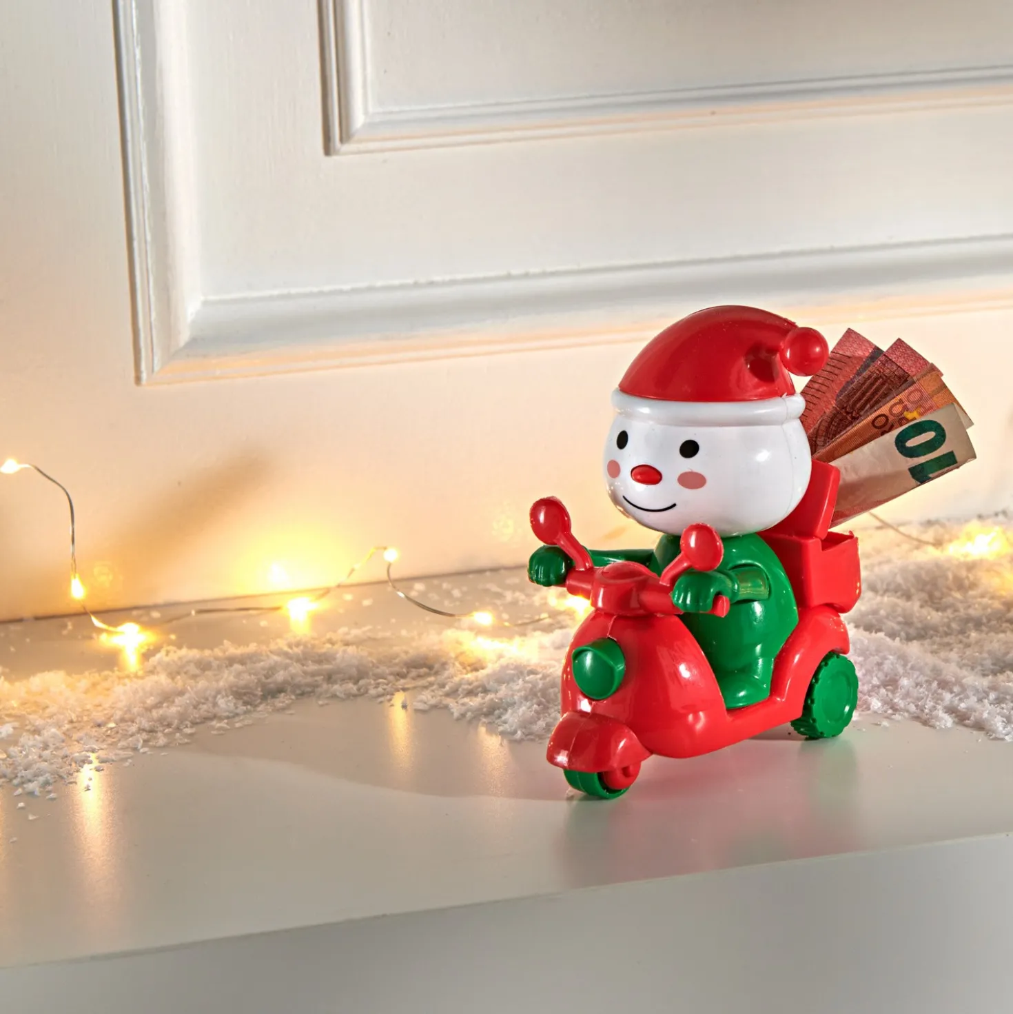 Dekofigur Spardose "Weihnachtsmann auf Motorrad" Eldo