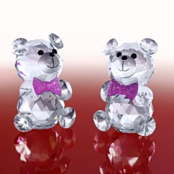 Dekofigur Teddy aus Glas mit Facettenschliff