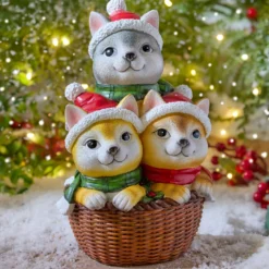Dekofigur Weihnachtskatzen im Korb