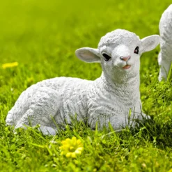 Deko Gartenfigur Schäfchen "Löckchen" liegend