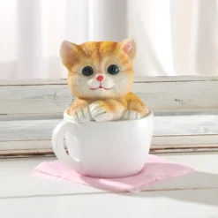 Dekogeschenk "Katze in Teetasse" Eldo